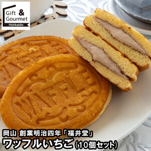 お歳暮 スイーツ ギフト 送料無料 岡山 創業明治四年 「福井堂」 ワッフル いちご(10個セット) / 御歳暮 冬ギフト 内祝い お返し 出産内祝い 洋菓子 お菓子 詰め合わせ セット 詰合せ 洋菓子