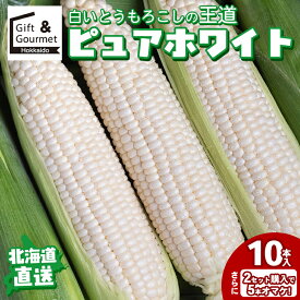【2026年予約】 2セット購入で5本おまけ！ とうもろこし 北海道 送料無料 北海道産 白いとうもろこし ピュアホワイト(10本) 南幌町明るい農村ネットワーク / トウモロコシ とうきび ホワイトコーン ホワイト 白い 産地直送 産直 甘い 高糖度 夏 旬 mtpup