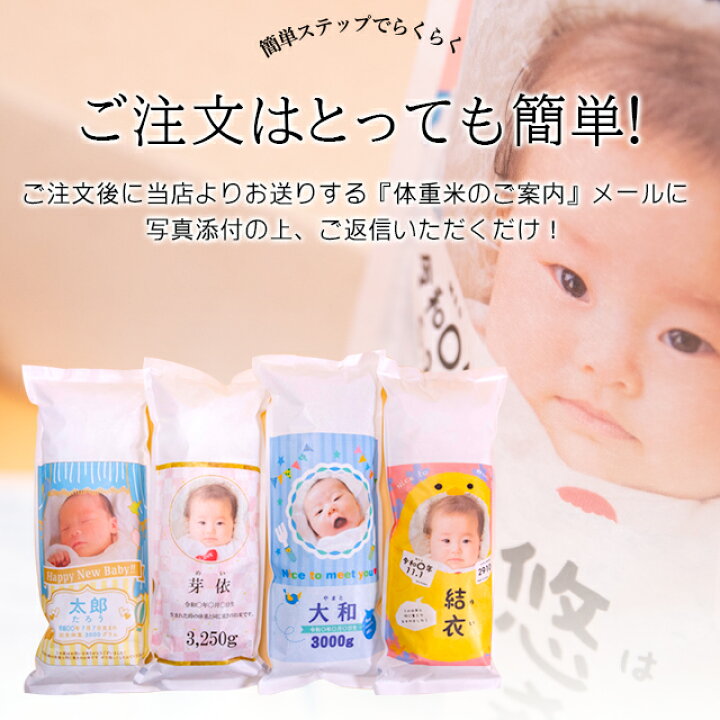 楽天市場】【令和4年度産/新米】出産内祝い 名入れ お米 ギフト送料無料 出生体重と同じ重さの選べる体重米(ゆめぴりか、ななつぼし)【北海道米 出生米 米 お米 抱っこ オリジナル 赤ちゃん 可愛い 写真 デザイン メッセージカード オリジナルデザイン】 ggho : ギフト ... 楽天市場】【令和4年度産/新米】出産内祝い 名入れ お米 ギフト送料無料 出生体重と同じ重さの選べる体重米(ゆめぴりか、ななつぼし)【北海道米 出生米 米 お米 抱っこ オリジナル 赤ちゃん 可愛い 写真 デザイン メッセージカード オリジナルデザイン】 ggho : ギフト ...