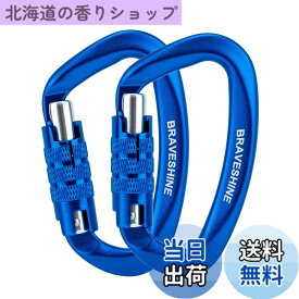 【送料無料】BRAVESHINE カラビナ 12KN オートロック式 耐荷重1200kg 2個セット (ダークブルー)