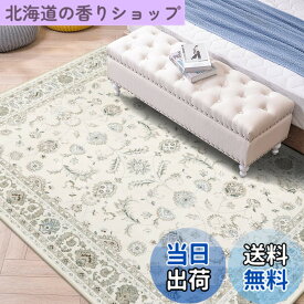 【送料無料】HAOCOO ラグ 洗える カーペット ペルシャ風 90х150cm おしゃれ 1畳 絨毯 耐磨耗性 滑り止め ホットカーペット対応 防音 ラグマット シェニール オールシーズン適用 抗菌防臭 軽量 花柄 オフホワイト