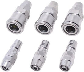 【送料無料】［ムーク］ エアーカプラー 3組セット エアーホースの外径8mm 10mm 12mm用 ワンタッチプラグ ソケット 色：シルバー、サイズ：外径12mm 内径8ミリ用