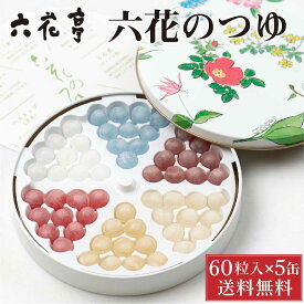 【マラソン期間限定！ポイント5倍！】六花亭 六花のつゆ 60g(60粒入)×5缶セット 送料込 北海道 お土産 ボンボン ギフト プレゼント 老舗 父の日 プレゼント