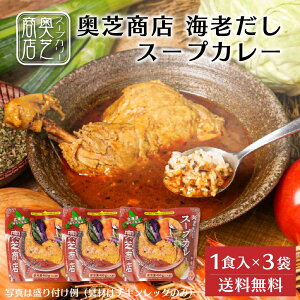 奥芝商店 海老だしスープカレー【1人前 400g】× 3袋セット シーフード エビ 冷凍 北海道 出汁 レンジ 簡単 お土産 ギフト お祝い お礼 お返し 内祝い レトルト グルメ ご当地 レンジ 惣菜 カレ