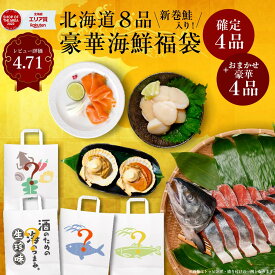 海鮮福袋 2026 食品 福袋 2026 食品 食品福袋 丸市岡田商店 北海道 4品+おまかせ4品(全8品) 送料無料 サーモン おつまみ ほたて 北海道 海鮮 詰め合わせ ギフト 訳あり 福袋 干物 ほたて 新巻鮭 生珍味 御年始 バレンタイン お返し