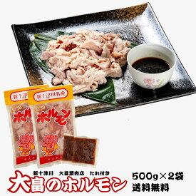 大畠のホルモン ホルモン 豚ホルモン 味付き たれ付き 500g 2袋 大畠精肉店 冷凍 送料無料 新十津川 BBQ 焼き肉 バーベキュー 通販 お取り寄せ セット 小腸 ガツ 大腸 胃 ご当地グルメ 焼肉 敬老の日 [17017] 北海道新鮮マルシェ