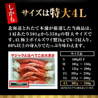 クーポン配布中!【送料無料】4L極上ボイルズワイガニ足2キロ(5-7肩)◆身入り抜群!/ズワイガニ/ズワイ/ずわい/かに/蟹/カニ/冷凍A