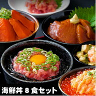 【海鮮丼 8食 セット】（鉄火（漬けまぐろ）2P・ねぎとろ2P・サーモンねぎとろ2P・サーモン2P）計8食/マ…