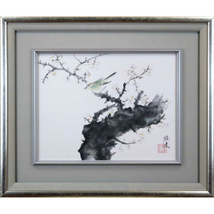 楽天市場】絵画 原田盈波 日本画 『春声香枝』 木 鳥 一点物 美術品  