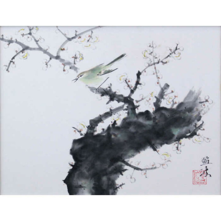 楽天市場】絵画 原田盈波 日本画 『春声香枝』 木 鳥 一点物 美術品  