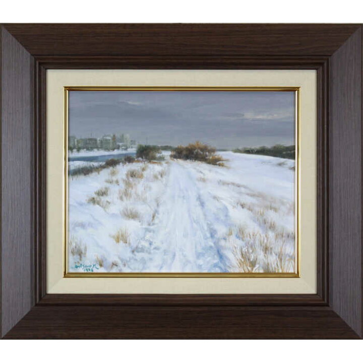 楽天市場】絵画 楓久雄 油絵・油彩画 『初冬の忠別川』 川 雪 風景 