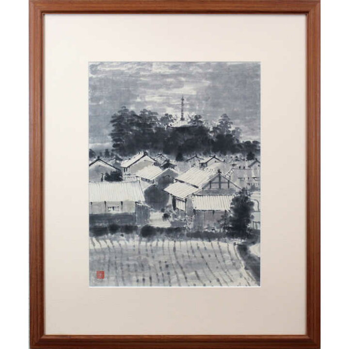 楽天市場】絵画 高橋美則 墨彩画 『百済寺』 塔 神社仏閣 街 風景 静謐 