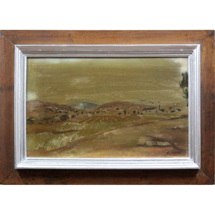 楽天市場】絵画 井上長三郎 油絵・油彩画 『風景』 家 山 木 村 畑 