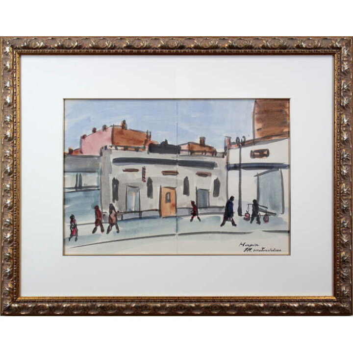 楽天市場】絵画 松島正幸 水彩画 『ハルピン』 人々 街 風景 外国風景 