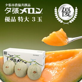 夕張市農協直送 共撰品 夕張メロン優品特大(約2.0kg) 3玉 【送料無料】【産地直送】【代引不可】北海道 お土産 おみやげ お中元 贈答品 引出物 赤肉メロン お供え物 お盆 名物