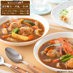 【お手軽2種詰合せ 北海道スープカレーセット】スープカレー 2種類4個セット 各300g※送料無料【九州・沖縄を除く】スープカレー(シーフード・チキン) 電子レンジ 北海道 スープカレー カ
