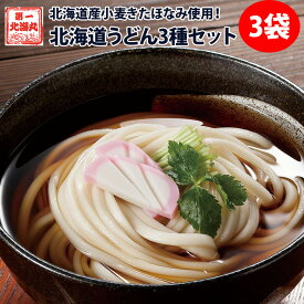 北海道 うどん 3種セット 北海道産小麦使用 きたほなみ 艶艶 あでつや 風花 かざはな 涼凪 すずなぎ 弾力 もっちり 平麺 北海道ギフト お中元 お取り寄せグルメ プチギフト ウドン 乾麺 麺類