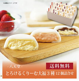 【ポイント5倍】【送料無料】【 八天堂 とろけるくりーむ大福3種12個詰合せ 】お取り寄せ 送料無料 内祝い 出産内祝い 新築内祝い 快気祝い ギフト 贈り物