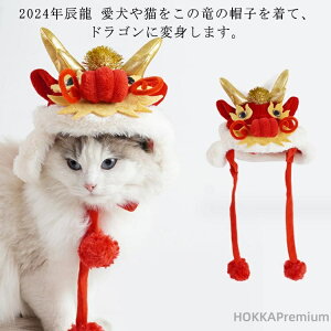 【送料無料】干支 クリスマス 辰 ペット 猫 キャップ コスチューム 龍 ドラゴン 着ぐるみ 小物 犬用コスプレ かぶりもの 被り物 2024年 可愛い 暖かい 防寒対策 ハロウィン 帽子 正月 新年