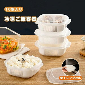 【送料無料】10個セット 冷凍ごはん容器 ご飯冷凍容器 野菜用保存 保存容器 食品保存 冷凍ご飯容器 ごはん保存容器 冷蔵 冷凍 多用途 葱 果物 野菜入れ タッパー