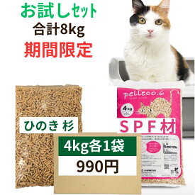 【期間限定価格】猫砂 ねこ砂 ネコ砂 木系 木質 木質ペレット ペレット ペレット燃料 崩れるタイプ 8kg(4kg×2袋) システムトイレ peLLeco.6 ペレエコシックス 北米産 スプルス パイン ファー ブレンド 国産 杉 すぎ ひのき ヒノキ 檜 桧 愛媛県内製造