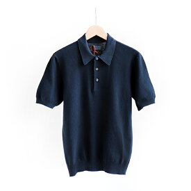GRAN SASSO グランサッソ Cotton rice stitch Short-sleeve Polo shirt Navy[58198-21419]コットン ライスステッチ 半袖ポロシャツ ネイビー [Business]