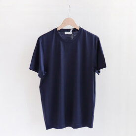GRAN SASSO グランサッソ [60130 69201]Wool jersey crewneck T-shirt Navyウールジャージー Tシャツ ネイビー [Business]