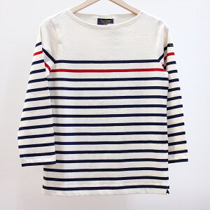 Le Minor ���~�m�AMariniere Tricolor 3/4 Sleeve Ecru/Marine [LEF211001] �{�[�_�[�J�b�g�\�[������ �g���R���[�� �G�N����