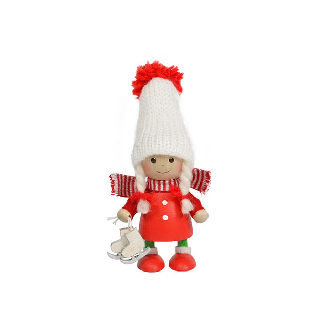 NORDIKA nisse ノルディカ ニッセ クリスマス 木製人形 (スケート靴を持った赤いコートの女の子 NRD120591)