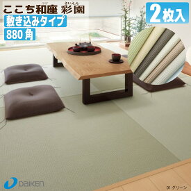 【畳】ここち和座【敷き込みタイプ】880角（彩園）2枚入り【大建工業】☆送料無料☆ZIPANG 【YQ500■-2】〈88×88cm〉琉球畳風/ユニット畳/縁無し畳/ダイケン畳【カビ防止 ダニ防止 防汚加工】