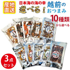 おつまみ セット ギフト 10種類から選べる 越前のおつまみ 3点セット おつまみ 3点 3種 食べ比べ ホタテ 甘エビ丸干 のどぐろ ホタルイカ素干し キス たら 焼き丸干いか 珍味 乾物 酒 海鮮 送料無料 花見 バーベキュー 北陸応援 母の日