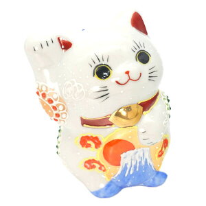九谷焼 招き猫(右手金運招き猫)3号小判 富士山