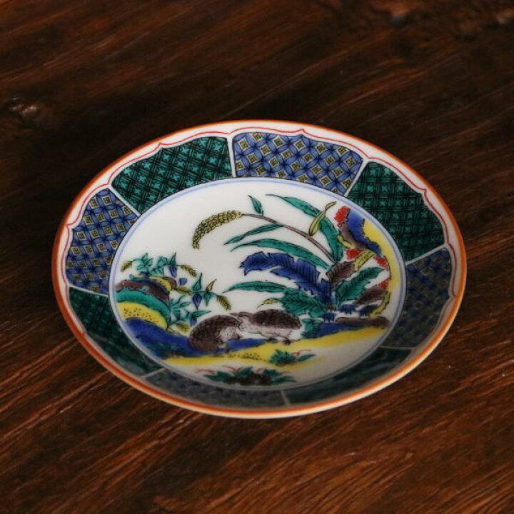 楽天市場】九谷焼 青郊窯豆皿 古九谷色絵鶉草花図MC-13 : 九谷陶芸 