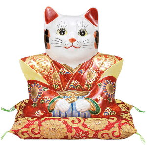 九谷焼 6号福助猫(招き猫)盛K9-1623