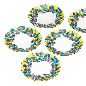 九谷焼 5号皿揃(5枚セット)吉田屋椿K9-150