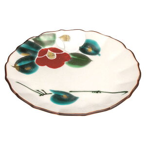 九谷焼 4.5号皿 紅白玉椿K9-15