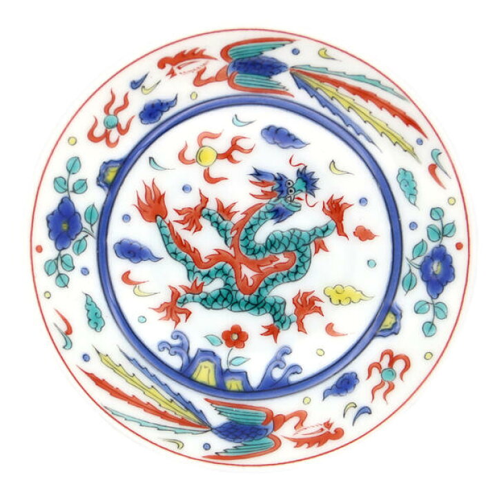 楽天市場】九谷焼 青郊窯吉祥縁起豆皿 万暦五彩龍KSO-314 : 九谷陶芸 
