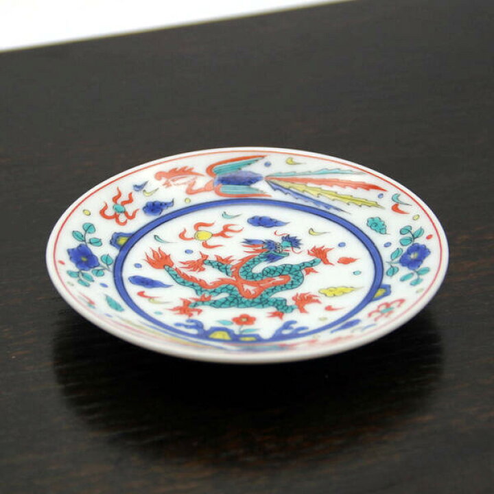 楽天市場】九谷焼 青郊窯吉祥縁起豆皿 万暦五彩龍KSO-314 : 九谷陶芸 