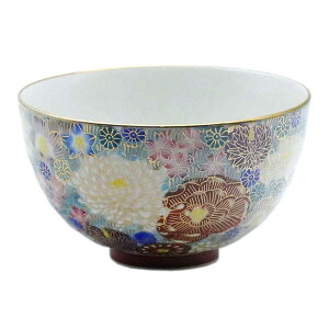 九谷焼 大志窯飯碗(ご飯茶碗)金花詰 ブルー