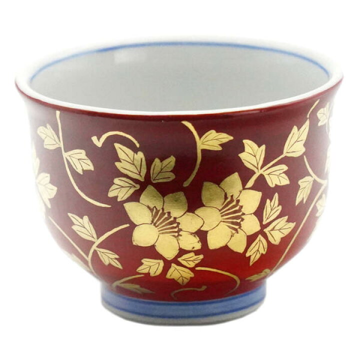 楽天市場】吉田美統【人間国宝】九谷焼ぐい呑み 金襴手花唐草 赤  