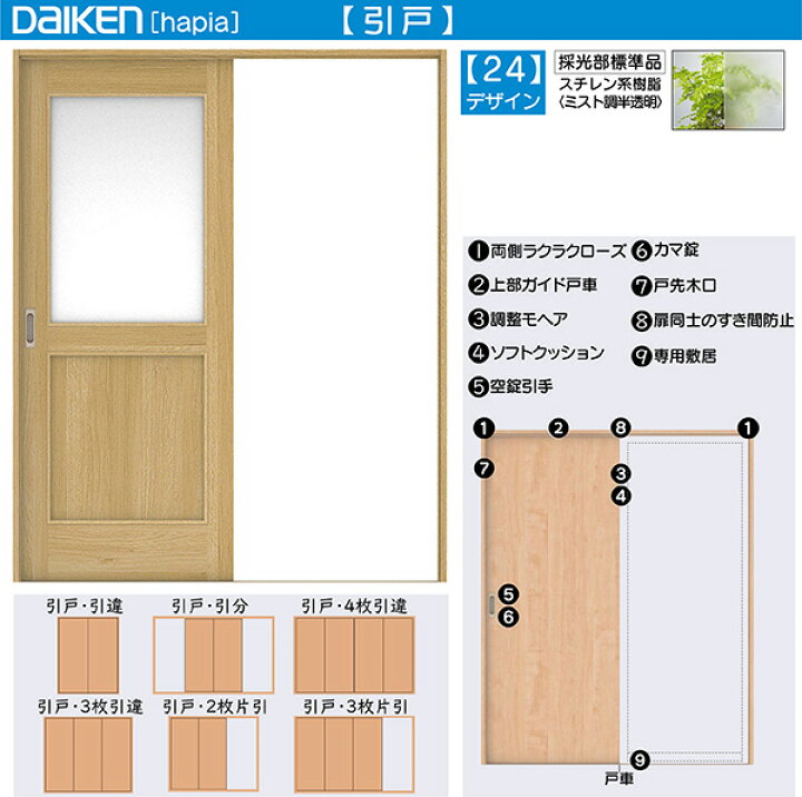楽天市場 Daiken室内ドア Hapia ハピア リビングドア 引戸 片引き戸 価格帯円 24デザイン 高さ 45mm ノース ウエスト