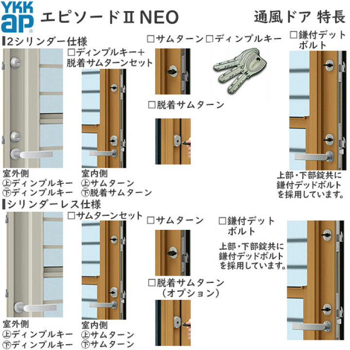 楽天市場】YKKAP勝手口 通風ドア エピソード2NEO仕様 半外付型：[幅 