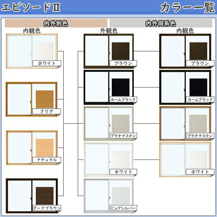 楽天市場 Ykkap窓サッシ サイズオーダー引き違い窓 エピソード2 Neo 2枚建 複層ガラス 半外付型 幅701 1000mm 高1301 1600mm ノース ウエスト