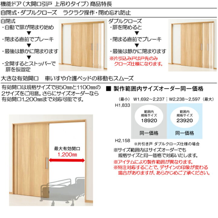 楽天市場 Ykkap機能引戸 2枚連動片引き戸 Tg ノンケーシング枠 幅1643mm 高33mm ノース ウエスト