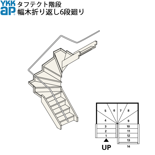 楽天市場】YKKAP階段 箱型折り返し階段 幅木折り返し6段廻り：W09サイズ : ノース＆ウエスト