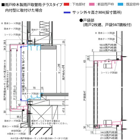 楽天市場 Ykkap窓サッシ 後付オーダー雨戸 木製雨戸取替用 鏡板無戸袋 幅1939 2906mm 高2128 2400mm ノース ウエスト
