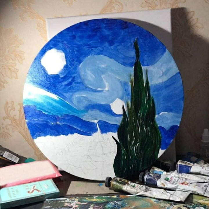 楽天市場】張りキャンバス 円 5枚セット丸型 油彩 水彩 アクリル 絵画 