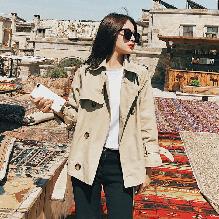 楽天市場 Yuu優和 防風 防寒 ゆったり 着痩せ スリム きれいめ フォーマル Ol 通勤 通学 お出かけ 秋服 無地 カーキ コーヒー レディース トレンチコート ショート丈 通勤 入学式 結婚式 北辰商店