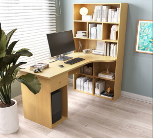 福居家具(フクイカグ) 140サイズ在庫あり 即納 L字型デスク 本棚一体型 学習デスク オフィスデスク 収納棚付き PCデスク パソコンデスク USBポート付き コンセント付き 配線孔付き 学習机