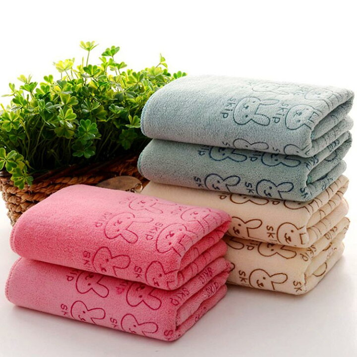 楽天市場 平日12時までのご注文即日発送 3枚セット バスタオル 安い マイクロファイバーバスタオル 吸水速乾 ふかふかボリュー 可愛いうさぎキャラクター 人気 おくるみ 大判 70 140cm 送料無料生地綿 北辰商店